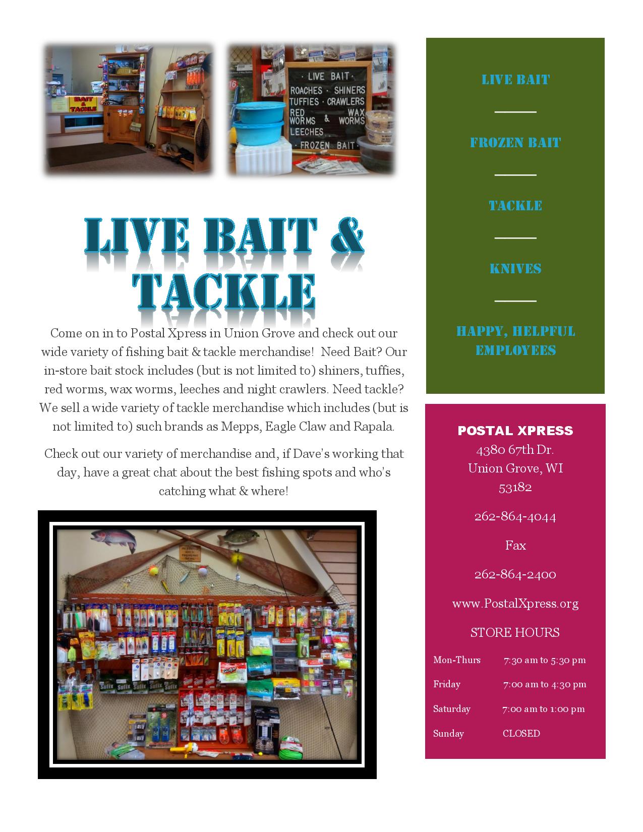 Live Bait & Tackle, Union Grove, WI